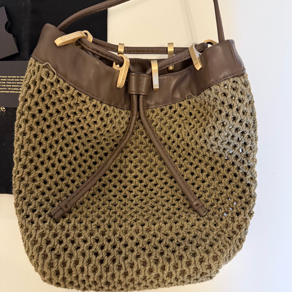 New Rag and Bone Khaki Bet Woven Drawstring Bag